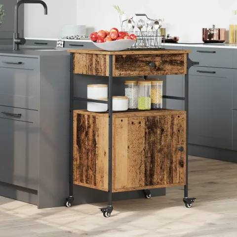vidaXL Troler de Bucătărie Lemn vechi 56 x 43 x 89,5 cm Lemn prelucrat