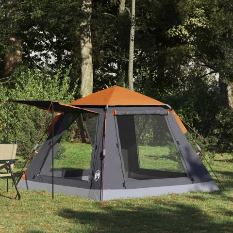vidaXL 3 persoană Gri și Portocalie Polyester 185T