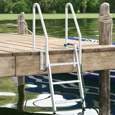 vidaXL Ladder dock cu 3 pași Argintiu 58 x 77 x 144 cm Aluminiu