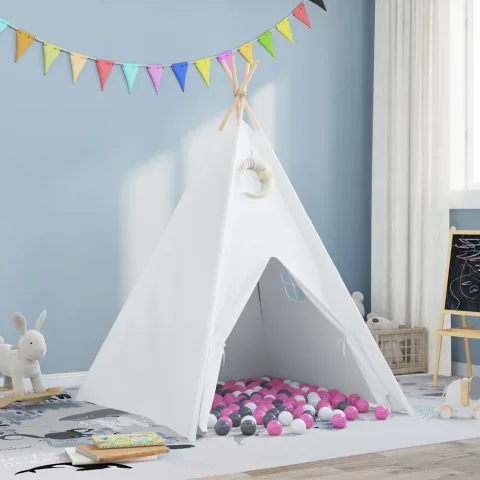 vidaXL Cort Teepee Alb 120 x 120 x 150 cm Țesătură și Plastic