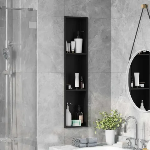 vidaXL Nisă de Duș Negru 90 x 20 x 9,5 cm Oţel inoxidabil