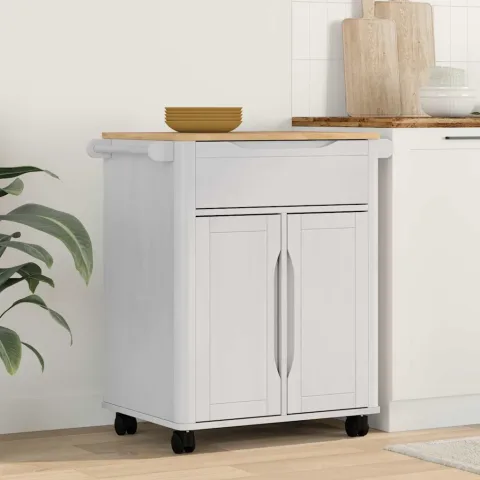vidaXL Troler de Bucătărie FLORO Alb 72,5 x 45 x 80 cm