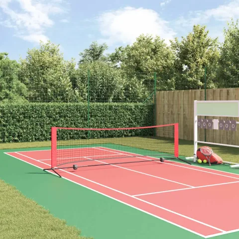 vidaXL Rețea de tenis Negru și roșu 301 x 90,5 x 87 cm Poliester