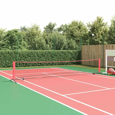 vidaXL Rețea de tenis Negru și roșu 494,5 x 90 x 87 cm Poliester