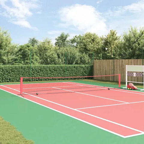 vidaXL Rețea de tenis Negru și roșu 595 x 90,5 x 87 cm Poliester