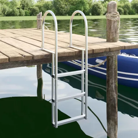 vidaXL Ladder dock cu 3 pași Argintiu 45 x 11,5 x 134 cm Aluminiu