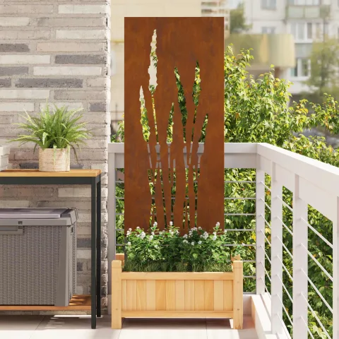vidaXL Ecran de intimitate pentru grădină Floral Ruginit 50 x 140 cm