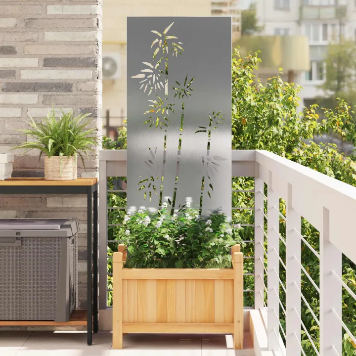 vidaXL Ecran de intimitate pentru grădină Floral Argintiu 50 x 140 cm
