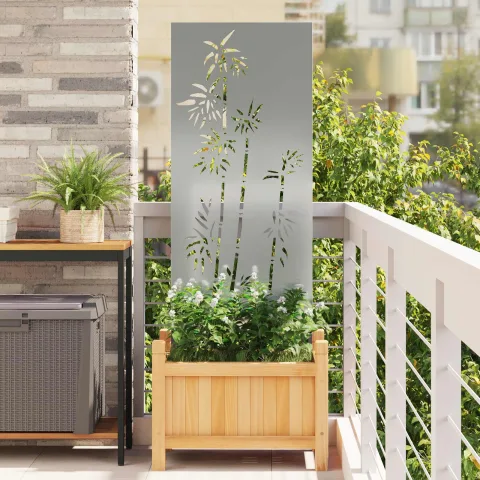 vidaXL Ecran de intimitate pentru grădină Floral Argintiu 50 x 140 cm