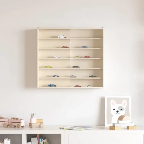 vidaXL Dulap de afișare pe perete cu raft Bej 60 x 8,5 x 54 cm placaj