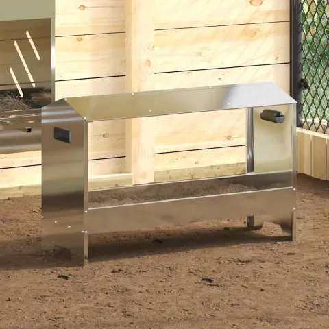 vidaXL JGHEAB pentru hrănit pui Argintiu 81 x 32 x 53,5 cm