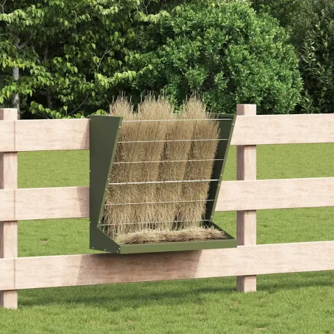vidaXL Feeder pentru Fân Verde măsliniu 71 x 33 x 70 cm 5 kg