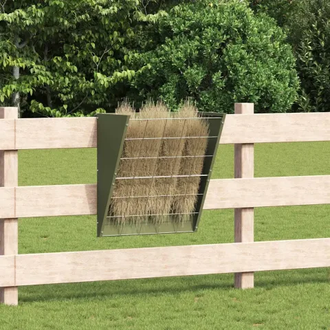 vidaXL Feeder pentru Fân Suspendat Verde măsliniu 61 x 33 x 66 cm 5 kg