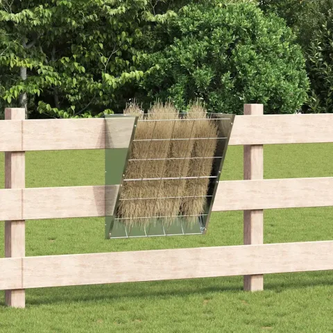 vidaXL Feeder pentru Fân Suspendat Argintiu 61 x 33 x 66 cm 5 kg