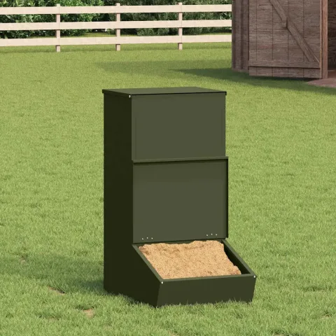 vidaXL Feeder pentru porci Verde măsliniu 55 x 38 x 76 cm 20 kg