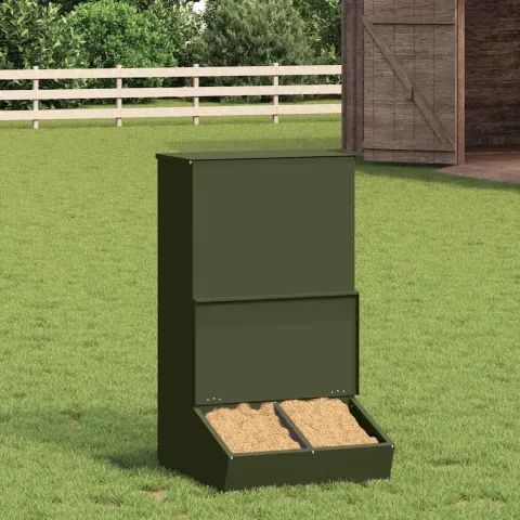 vidaXL Feeder pentru porci Verde măsliniu 55 x 51 x 91,5 cm 20 kg