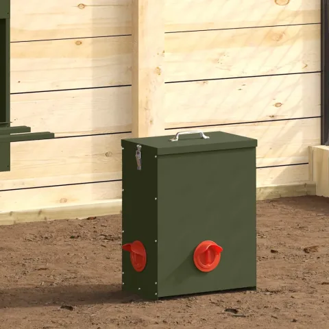 vidaXL Feeder pentru pui Verde măsliniu 32,5 x 20,5 x 43 cm 25 kg