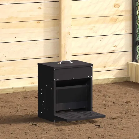 vidaXL Hrănitor cu pedale pentru pui Negru 33 x 42 x 40 cm 10 kg