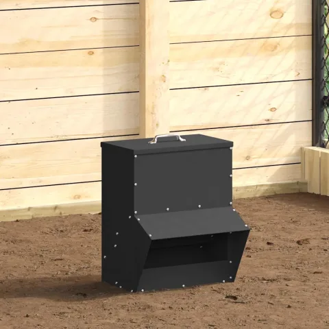 vidaXL Feeder pentru pui Negru 20 x 25 x 35 cm Oțel Laminat la Rece