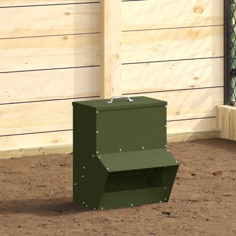 vidaXL Feeder pentru pui Verde măsliniu 20 x 25 x 35 cm