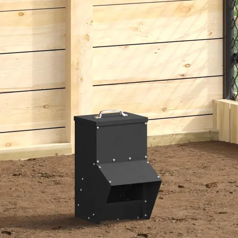vidaXL Feeder pentru pui Negru 20 x 25 x 35 cm Oțel Laminat la Rece