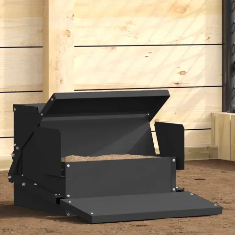 vidaXL Hrănitor cu pedale pentru pui Negru 50 x 40 x 29 cm 2 kg