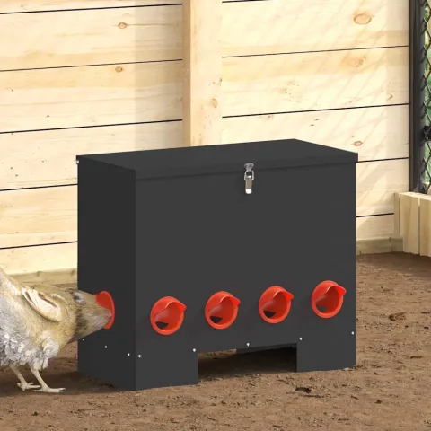 vidaXL Feeder pentru pui 2 Negru 60,5 x 29 x 51 cm 25 kg