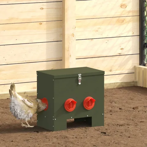 vidaXL Feeder pentru pui 2 Verde măsliniu 40,5 x 25 x 38 cm 20 kg