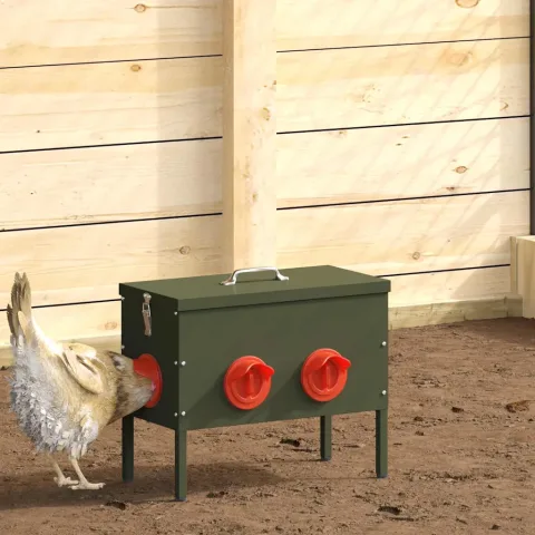 vidaXL Feeder pentru pui 2 Verde măsliniu 41,5 x 20,5 x 33 cm 15 kg