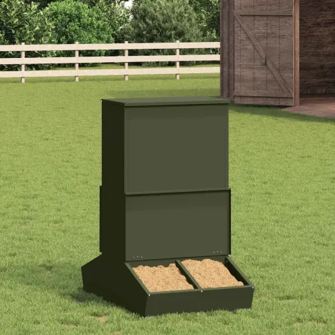 vidaXL Feeder pentru porci Verde măsliniu 82 x 51 x 91,5 cm 20 kg