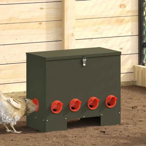 vidaXL Feeder pentru pui Verde măsliniu 60,5 x 29 x 51 cm 25 kg