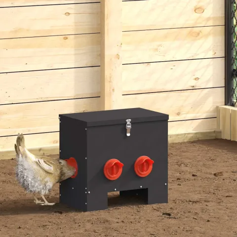 vidaXL Feeder pentru pui Negru 40,5 x 25 x 38 cm 20 kg