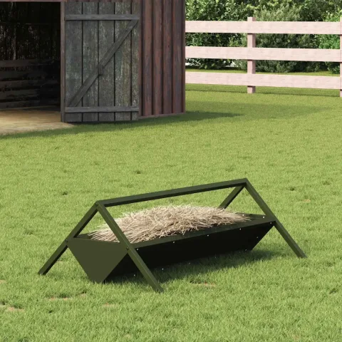vidaXL Jgheab pentru hrănirea animalelor Verde măsliniu 10 kg