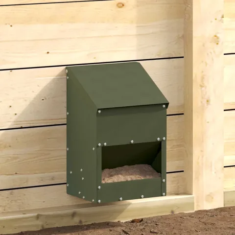 vidaXL Feeder pentru pui Verde măsliniu 21 x 16 x 33 cm 3 kg