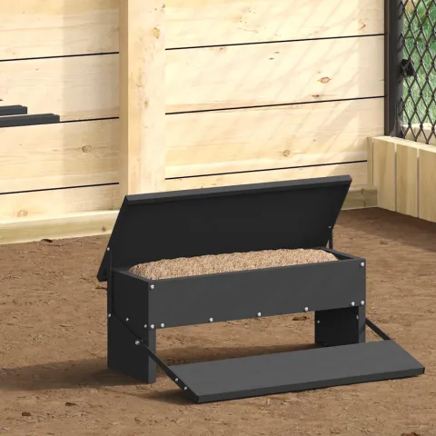 vidaXL Hrănitor cu pedale pentru pui Negru 48,5 x 39,5 x 19 cm 5 kg
