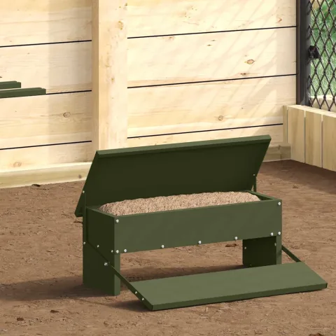 vidaXL Hrănitor cu pedale pentru pui Verde măsliniu 5 kg
