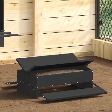 vidaXL Hrănitor cu pedale pentru pui Negru 75 x 53 x 20,5 cm 10 kg