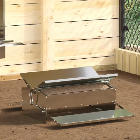 vidaXL Hrănitor cu pedale pentru pui Argintiu 75 x 53 x 20,5 cm 10 kg