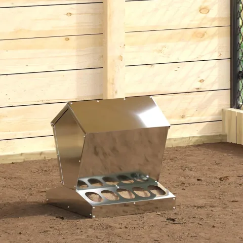 vidaXL Feeder pentru pui Argintiu 40 x 40 x 45 cm Oțel Galvanizat