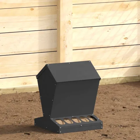 vidaXL Feeder pentru pui Negru 30 x 30 x 39 cm Oțel Laminat la Rece