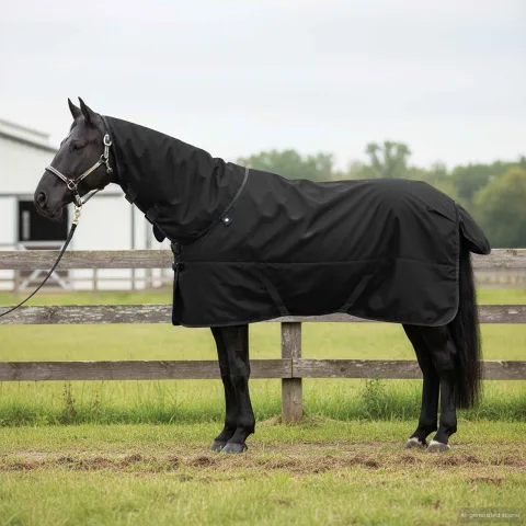 vidaXL Pătură pentru cai Negru complet 75 cm Poliester