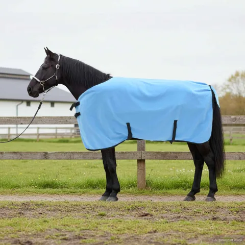 vidaXL Pătură pentru cai Aqua complet 85 cm Fleece din poliester