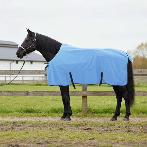 vidaXL Pătură pentru cai Aqua complet 135 cm Fleece din poliester