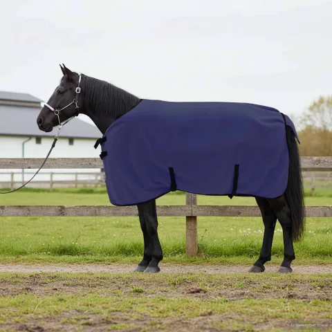 vidaXL Pătură pentru cai Albastru marin 95 cm Fleece din poliester