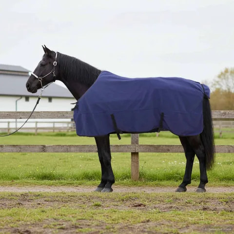 vidaXL Pătură pentru cai Albastru marin 155 cm Fleece din poliester