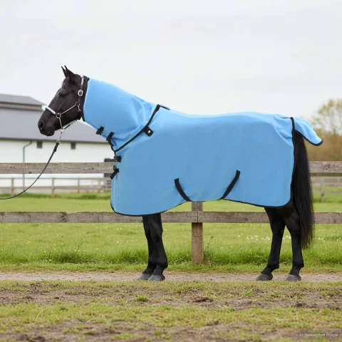 vidaXL Pătură pentru cai Aqua complet 105 cm Fleece din poliester