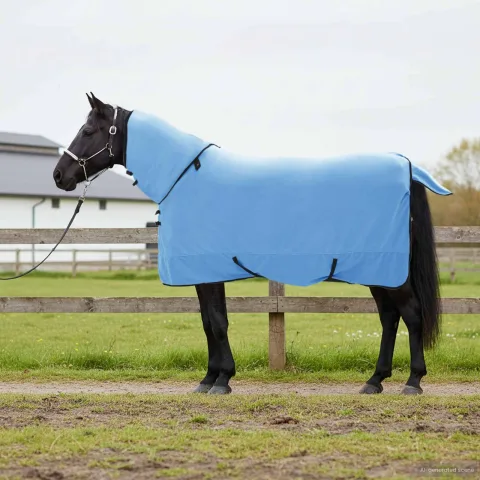vidaXL Pătură pentru cai Aqua complet 155 cm Fleece din poliester
