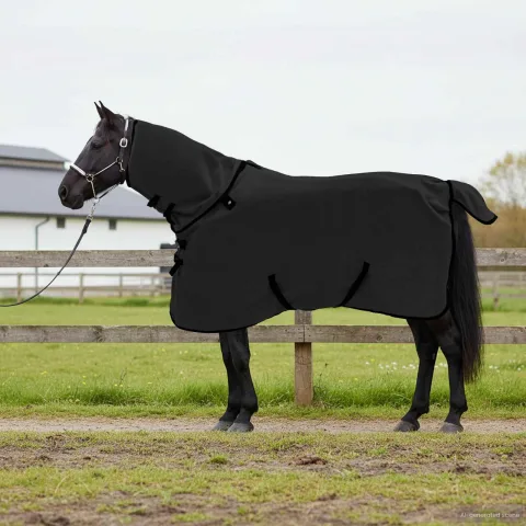 vidaXL Pătură pentru cai Negru 115 cm Fleece din poliester