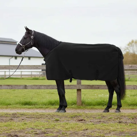 vidaXL Pătură pentru cai Negru 115 cm Fleece din poliester