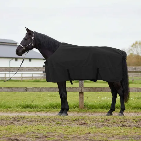 vidaXL Pătură pentru cai Negru 165 cm Fleece din poliester